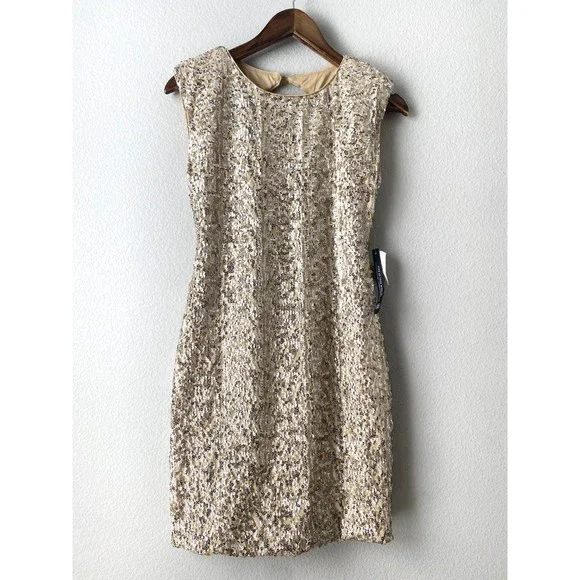 As U Wish | Dresses | As U Wish All Over Sequin Gold Sheath Dress Womens  Size M | Poshmark